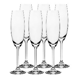 TACAS CHAMPANHE CRISTAL BOHEMIA 220ML C/6UN 81660