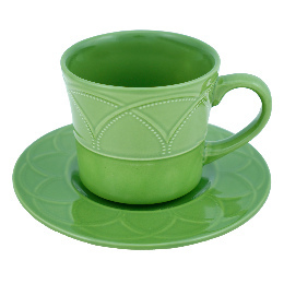 CJ 4 XICARAS CHA PORC VERDE C/PIRES 250Ml