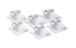 CJ 6 XICARAS DE PORCELANA P/CAFE FLOWER 100ML 35472