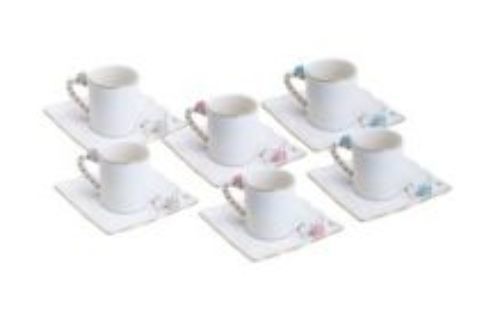 CJ 6 XICARAS DE PORCELANA P/CAFE FLOWER 100ML 35472